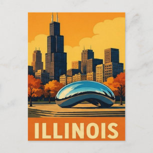 Cartão Postal 🌆 Panorama de Chicago Illinois Escape