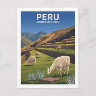 Cartão Postal Panorama de Lhama nos Andes Peruanos Arequipa