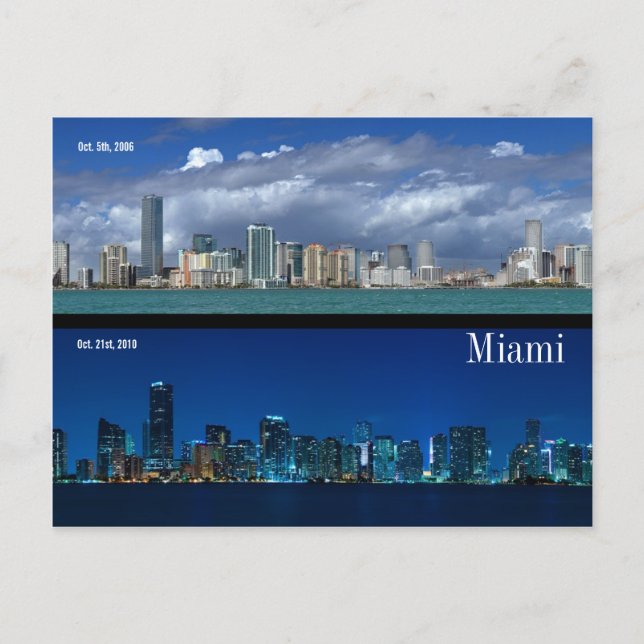 Cartão Postal Panorama de Miami em 2006 e 2010 (Frente)