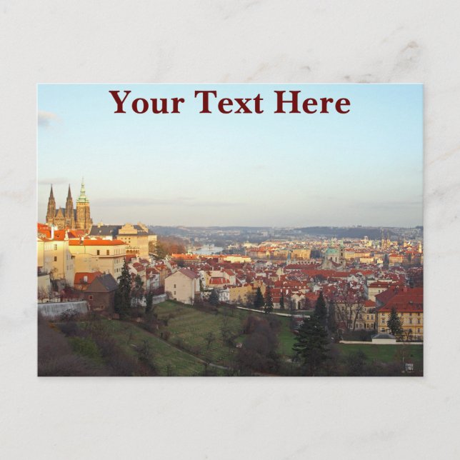 Cartão Postal panorama de Praga Personalizável (Frente)