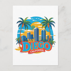 Cartão Postal Panorama de San Diego Califórnia–Arte de Paisagem 