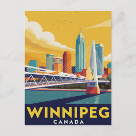 Cartão Postal Panorama de Winnipeg Canadá Arte Vintage