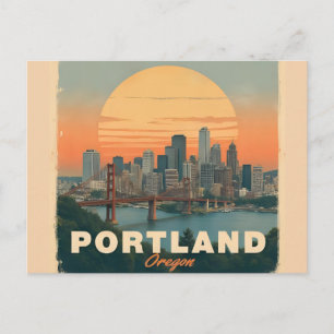 Cartão Postal Panorama Retro de Portland Oregon Viagem Vintage