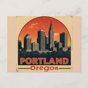 Cartão Postal Panorama Retro de Portland Oregon Viagem Vintage