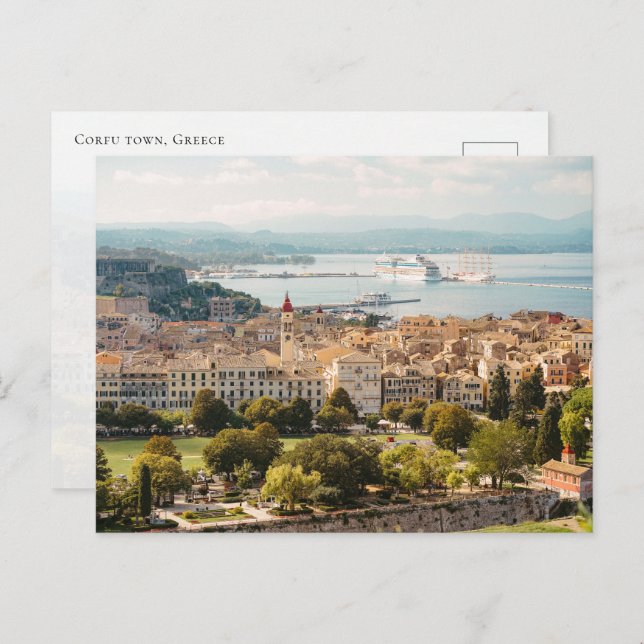 Cartão Postal Panoramic Corfu Old Town view, Greece (Frente/Verso)