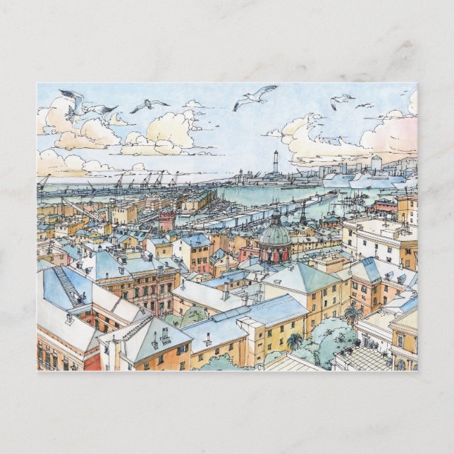 Cartão Postal Panorâmica de Génova (Frente)