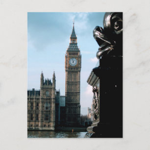 Cartão Postal Panorámica Londres Nublado Big Ben y Río Támesi