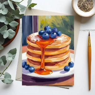 Cartão Postal Panquecas de Mirtilo Pintura a Óleo