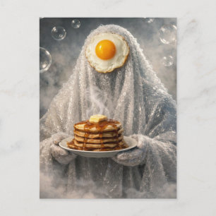 Cartão Postal Panquecas e ovos de café da manhã surrealistas bol