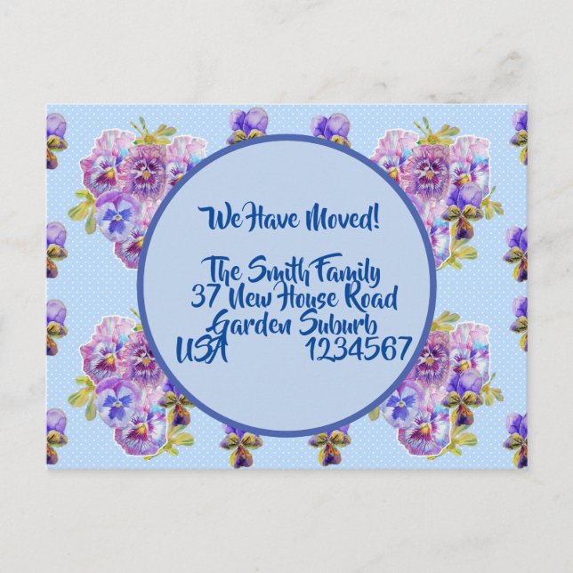 Cartão Postal Pansy Flowers Novo Cartão-Postal De Endereço, Esta (Frente)