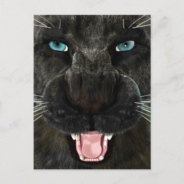Cartão Postal Panther Preto de Gato Grande (Frente)