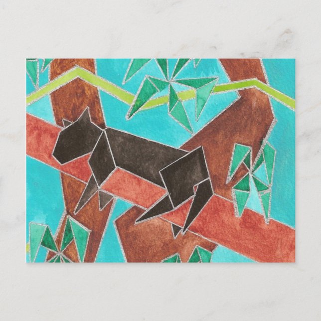 Cartão Postal Panther Watercolor Art (Frente)