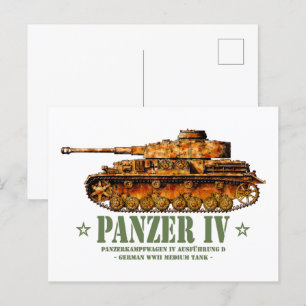 Cartão Postal Panzer IV Guerra Mundial 2.ª Divisão Média Alemã W