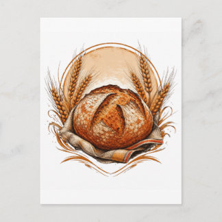 Cartão Postal Pão Artesanal de Fermentação Natural Padeiro Tradi