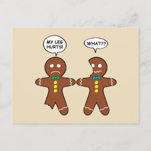 Cartão Postal Pão Gingerpão Cookie Natal Humor Beige Holiday