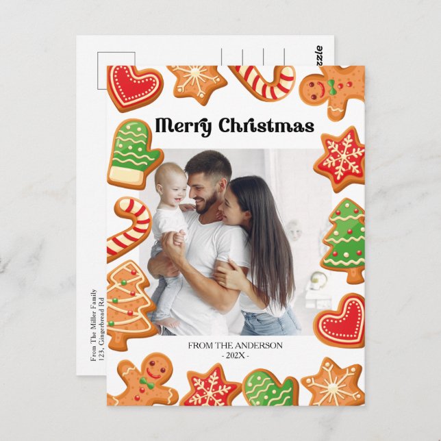 Cartão Postal Pão Gingerpão Cookies Foto Natal (Frente/Verso)