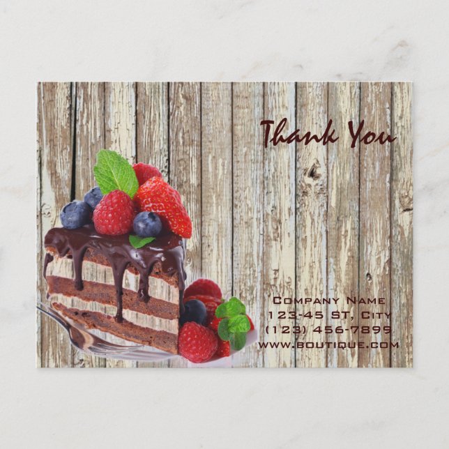 Cartão Postal pão rústico de madeira sobremesa chocolate panific (Frente)