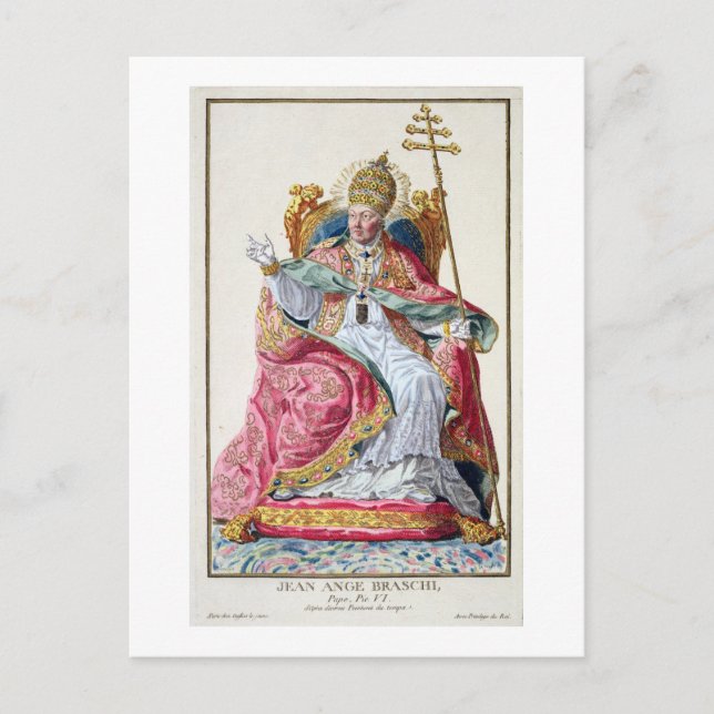 Cartão Postal Papa Pio VI (1717-99) do "Receuil des Estampes", (Frente)