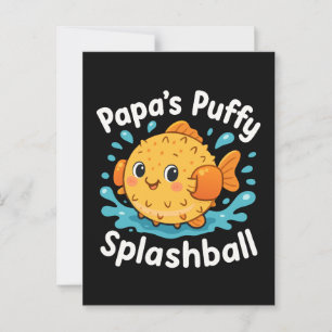 Cartão Postal Papá Puffy Splashball - Peixe-Água Engraçado