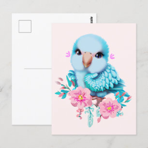 Cartão Postal Papagaio Azul, Bonito e Adorável