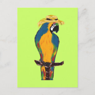 Cartão Postal Papagaio Azul e Amarelo