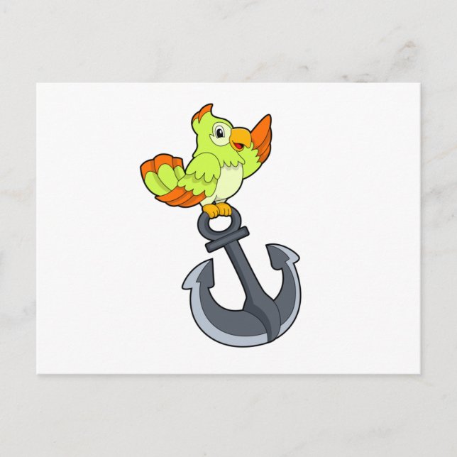 Cartão Postal Papagaio com Âncora (Frente)