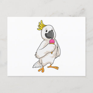 Cartão Postal Papagaio com sorvete de waffle