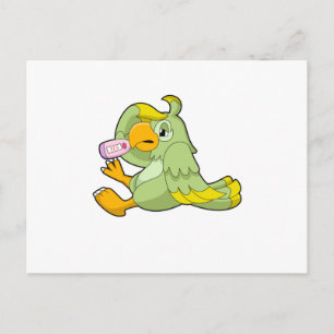 Cartão Postal Papagaio com termômetro clínico