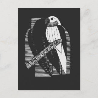 Cartão Postal Papagaio Costas Minimalista Arte Animal Abstrata