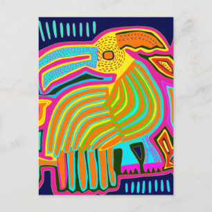 Cartão Postal Papagaio de Arte Popular Tropical