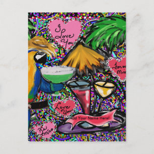 Cartão Postal Papagaio de Festa de São Valentim