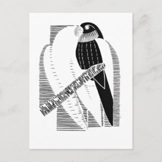 Cartão Postal Papagaio Frente Minimalista Arte Animal Abstrato
