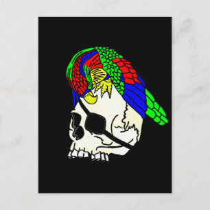 Cartão Postal Papagaio Pirata Com Fundo Preto