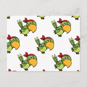 Cartão Postal Papagaio Pirata Verde
