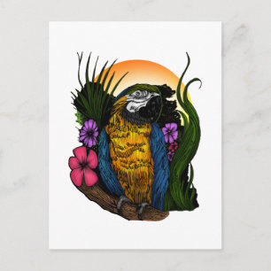 Cartão Postal Papagaio Tropical