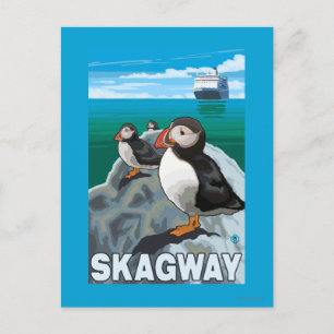 Cartão Postal Papagaios-do-mar & Navio de Cruzeiro - Skagway, Al