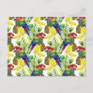 Cartão Postal Papagaios E Frutas Tropicais
