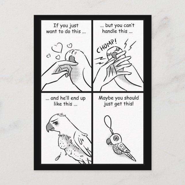 Cartão Postal Papagaios mordem (Frente)