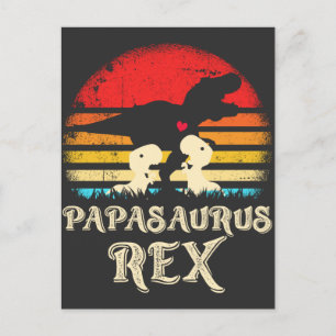 Cartão Postal Papai Dinossauro Rex Réptil Engraçado Crianças