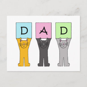 Cartão Postal Papai Feliz Dia dos Pais Cartoon Gatos