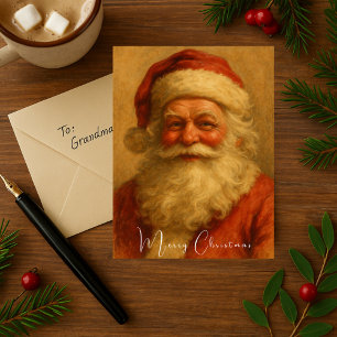 Cartão Postal Papai Noel Antigo Feliz Natal