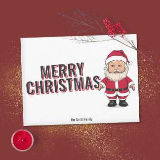 Cartão Postal Papai Noel - Boneca de brinquedo Santon Natal
