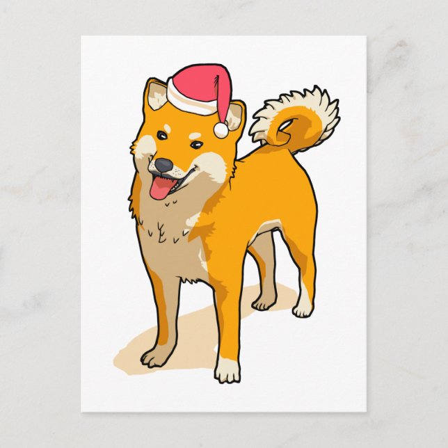 Cartão Postal Papai Noel cachorro Shiba Inu Natal (Frente)