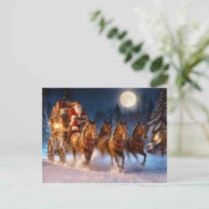 Cartão Postal Papai Noel Caubói Country Western e Carruagem
