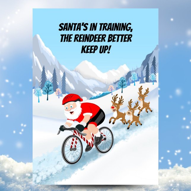 Cartão Postal Papai Noel Ciclista com Renas (Criador carregado)