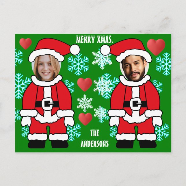 Cartão Postal Papai Noel com buraco para rosto personalizado de  (Frente)