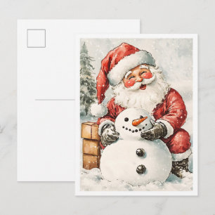 Cartão Postal Papai Noel de Natal Vintage Nostálgico