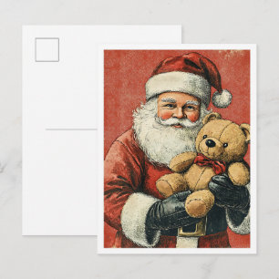 Cartão Postal Papai Noel de Natal Vintage Nostálgico