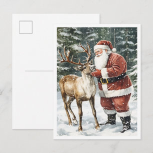 Cartão Postal Papai Noel de Natal Vintage Nostálgico
