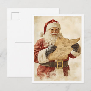 Cartão Postal Papai Noel de Natal Vintage Nostálgico